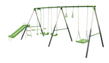 Outdoor 7-Station Metal Swing Set Combo with 2 Swings, Trapeze & More, Ages 3+ E4Q2 - product image 1