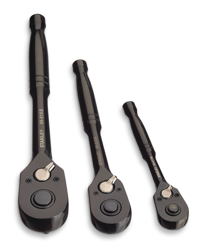 Professional Grade Black Chrome Ratchet Set, 3-pc B0N0