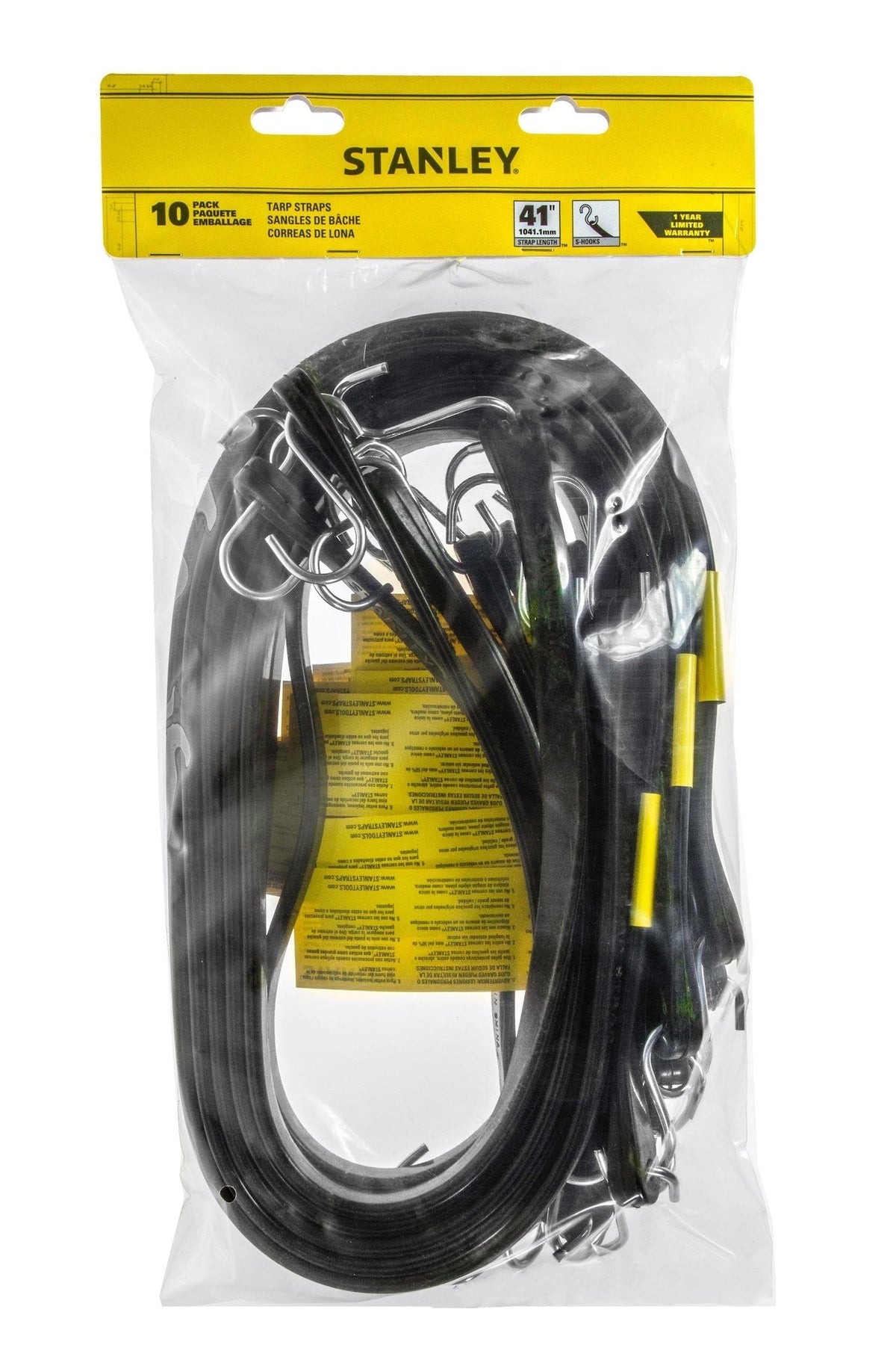 Tarp Straps, All-Weather Rubber Bungee Cords with S-Hooks, 41-in, 10-pk I7J7 - product image 1