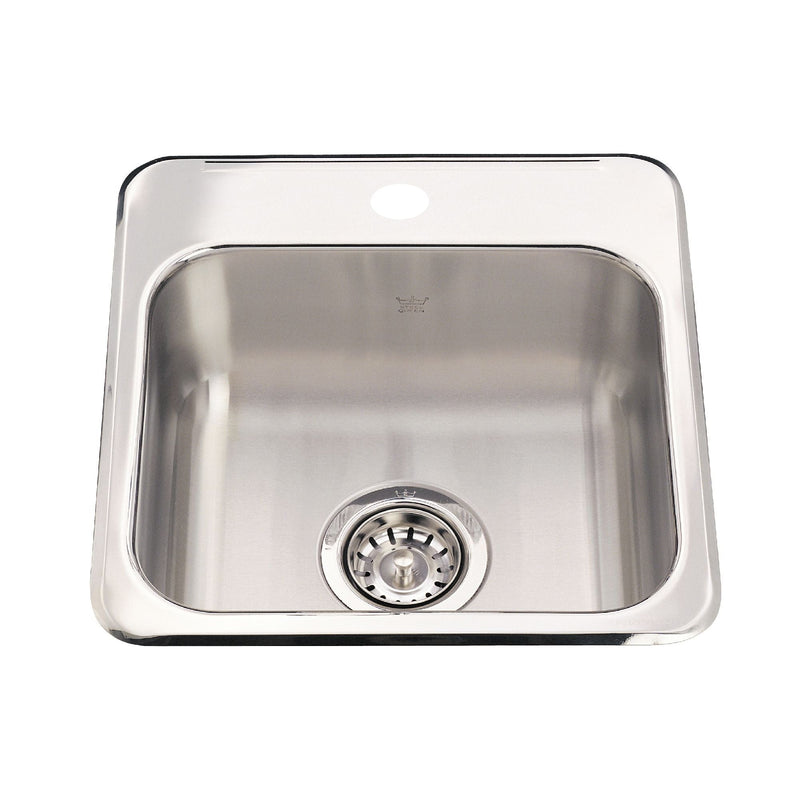 Steel Queen Drop-In 1-Hole Stainless Steel Sink, 15x15-in U4I1