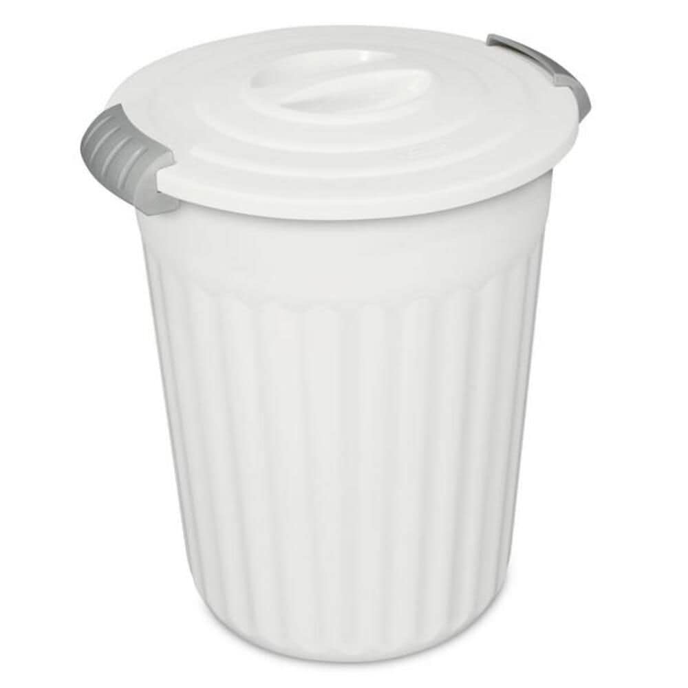 Plastic Round Latching Utility Garbage Can, White, 23-L V8O4 - product image 1