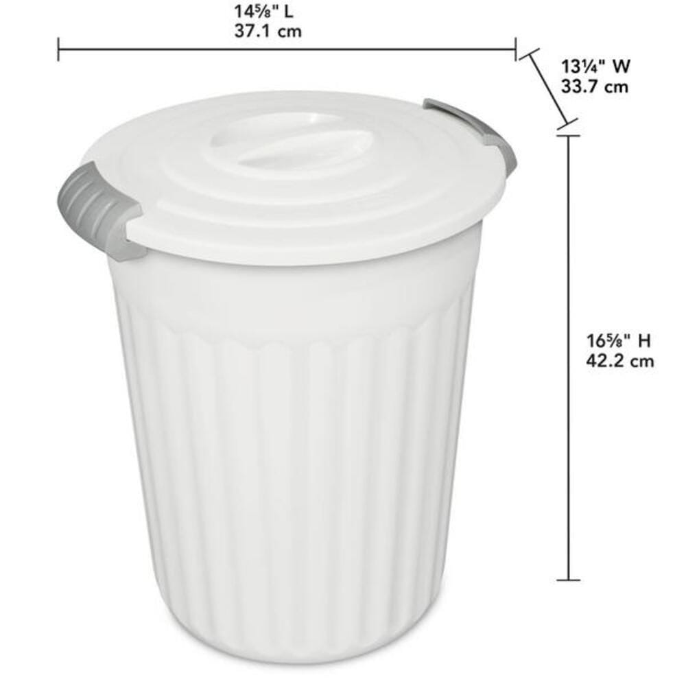 Plastic Round Latching Utility Garbage Can, White, 23-L V8O4 - product image 5