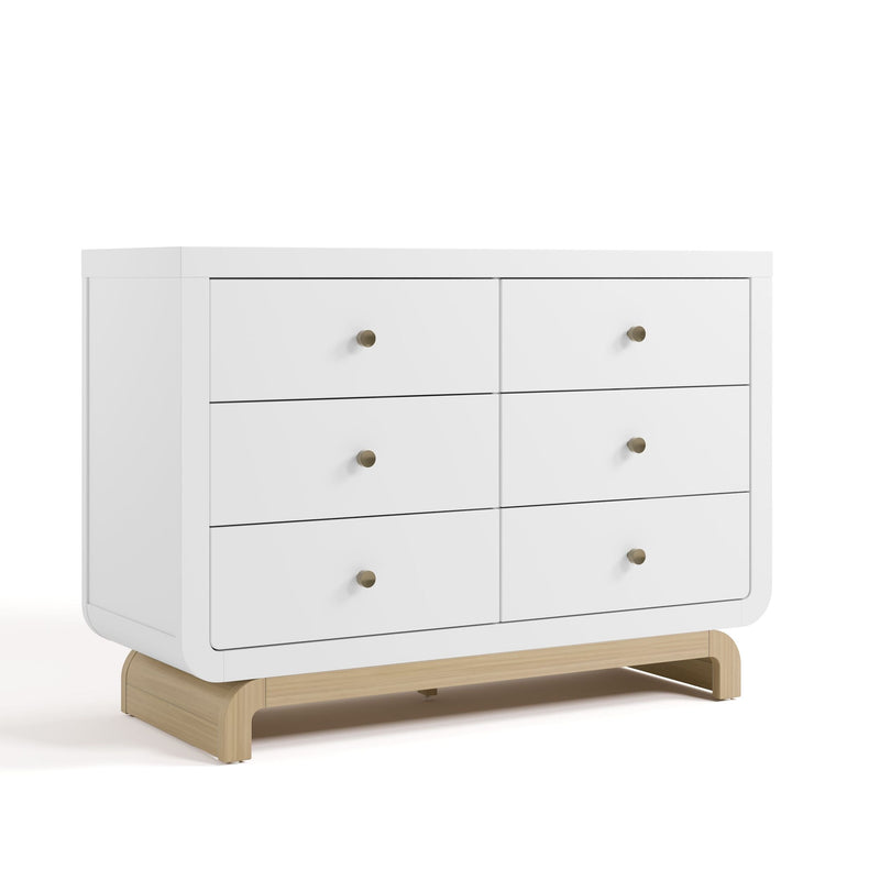 Santorini 6-Drawer White/Driftwood Double Dresser/Chest Y5H4