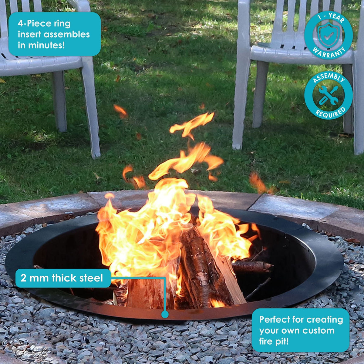 Decor Heavy Duty Fire Pit Ring Liner, 39-in H9A2 - product image 4