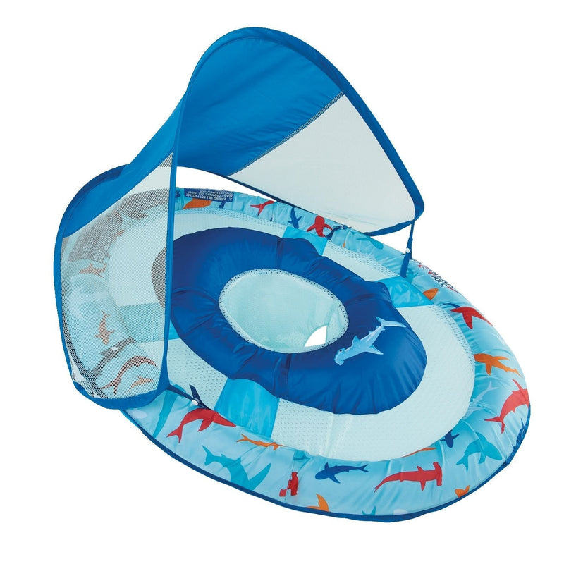 Sun Canopy Inflatable Baby Spring Float for Kids 9-24 Months, Shark Design W1B6