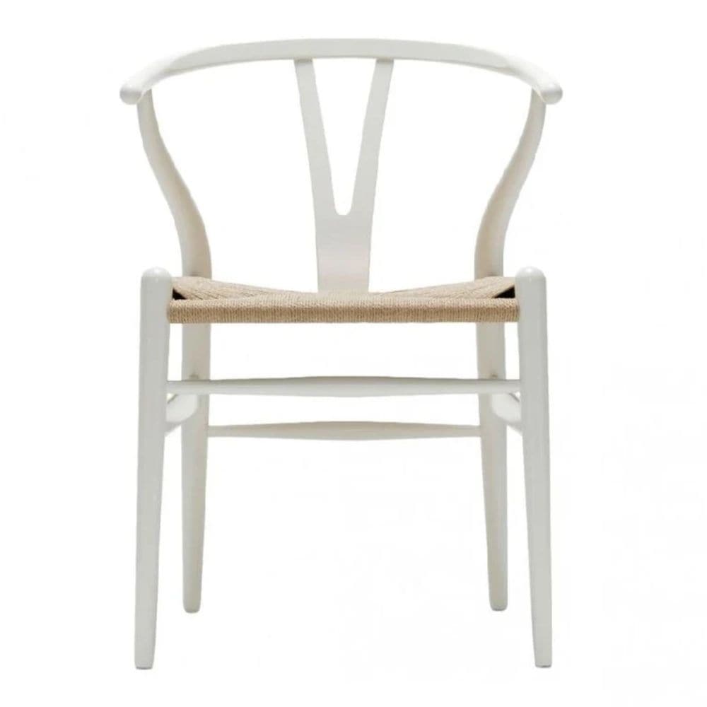 Me Home Wishbone Wood Dining Chair with Woven Seat, White A9M6 - product image 2