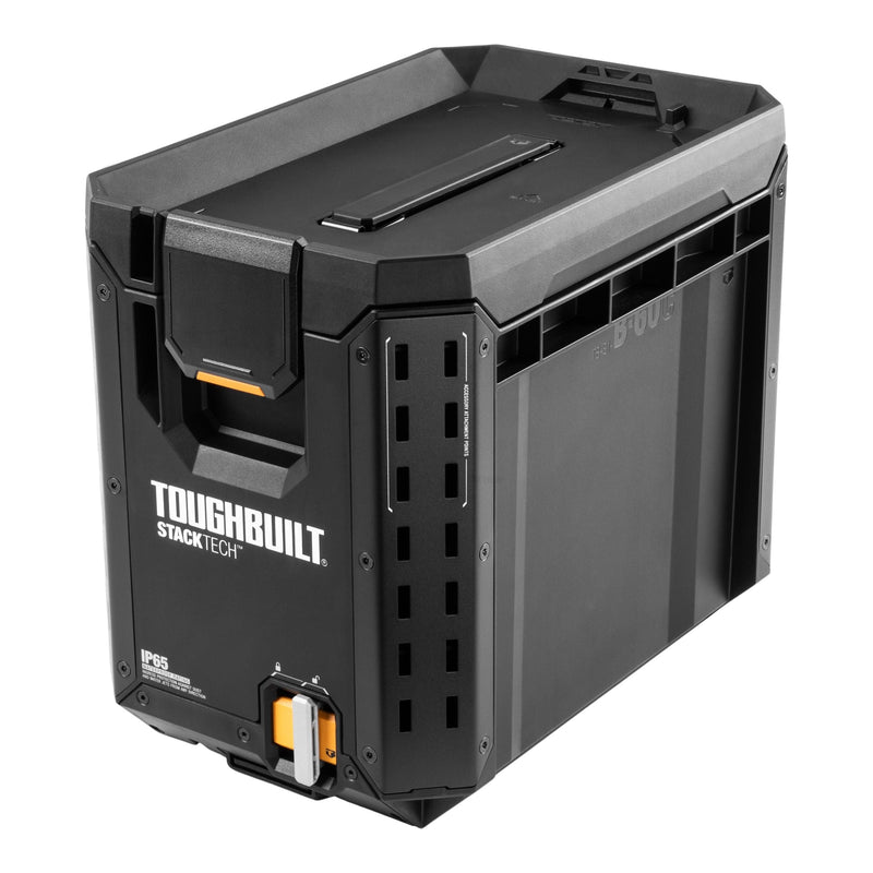 StackTech Half Portable Modular Plastic/Metal Tool Box with Inner Tray and 5 Dividers, IP65-Rated, Black B3V1