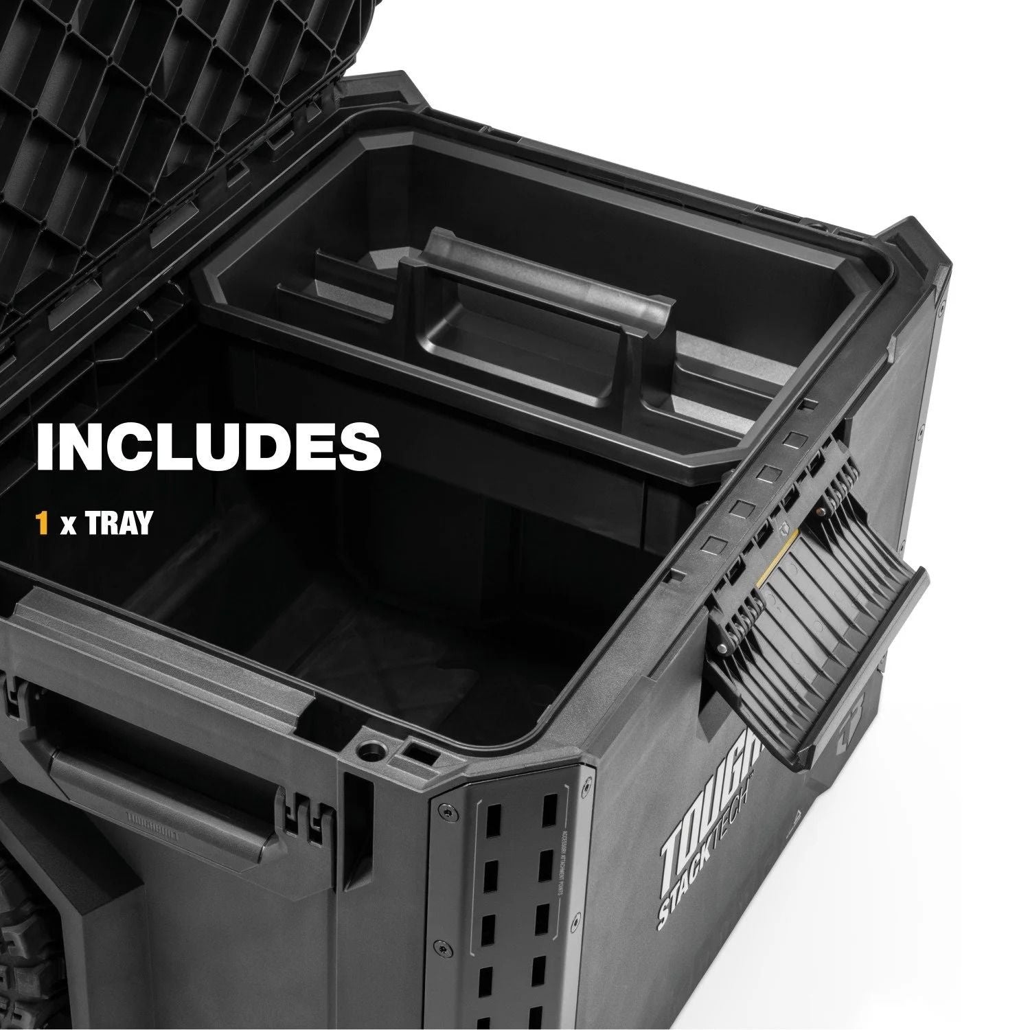 StackTech Portable Modular Plastic/Metal Rolling Tool Box with Handle and Inner Tray, IP65-Rated, Black W7D2 - product image 2