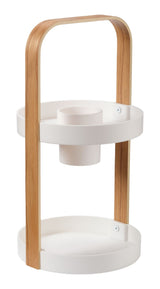 Type A Bella 2-Tier Cosmetic Bathroom Vanity Organizer with Removable Cup, White/Natural U1K2 - product image 1