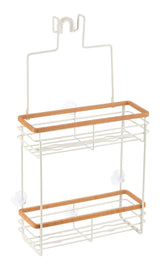 Type A Cubina Over-The-Shower 2-Tier Shower Caddy with Hook, White/Natural M9B6 - product image 1