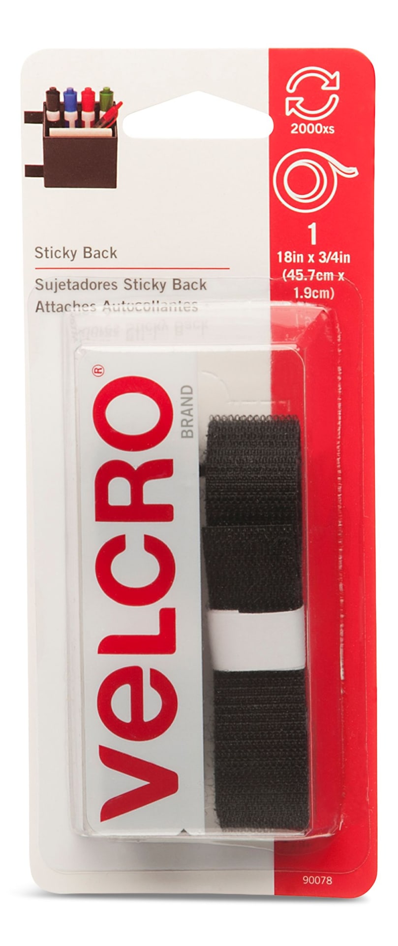 Adhesive General Purpose Sticky Back Tape, Black, 18 x 3/4-in, 1-pk D9Z2 - product image 1