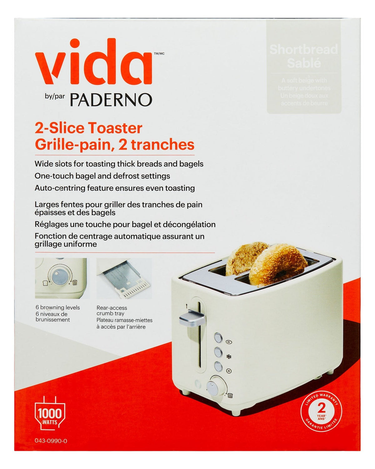 Colour Series 2-Slice Toaster with 3 Settings, Shortbread S5F6 - product image 6