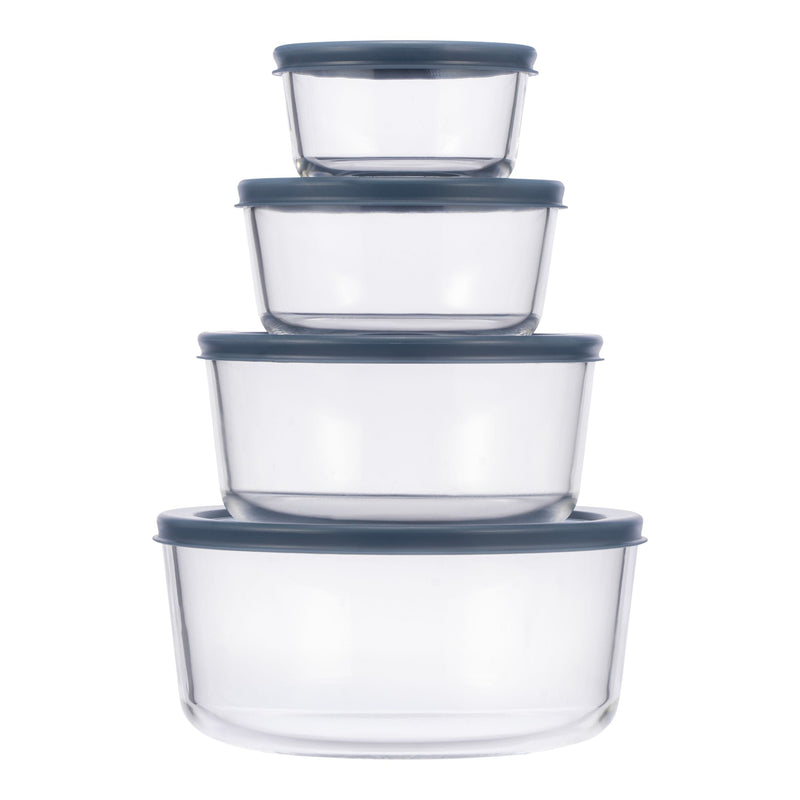 Round Glass Food Storage Container Set with Lids, 8-pc G4S8