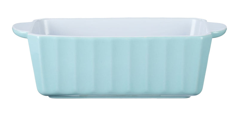 White/Blue Ceramic Loaf Baking Dish, 1-lb U9H7