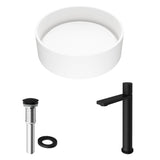 Anvil MatteStone Round White Composite Bathroom Sink/Basin Set with Gotham Faucet and Pop-Up Drain W9E8 - product image 2