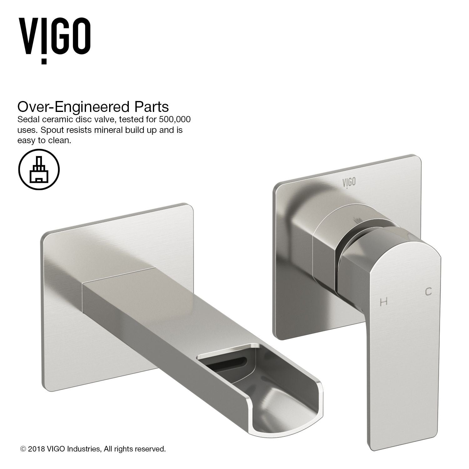 Atticus Brushed Nickel Wall Mount Bathroom Faucet R8C8 - product image 4