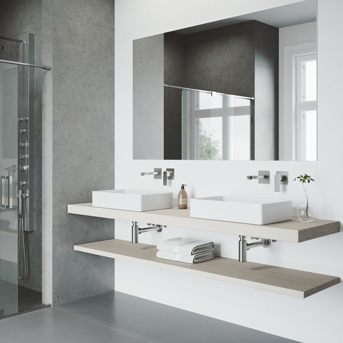 Atticus Brushed Nickel Wall Mount Bathroom Faucet R8C8 - product image 5