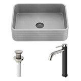 Cadman ConcretoStone Grey Bathroom Sink/Basin Set with Lexington Faucet and Rectangular Vessel E9H7 - product image 2