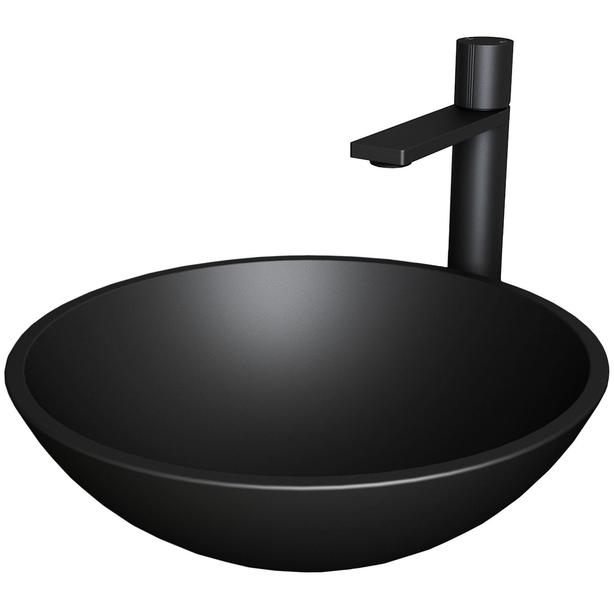Cavalli MatteShell Matte Black Bathroom Sink/Basin Set with Gotham Faucet and Round Glass Vessel B2B6 - product image 1