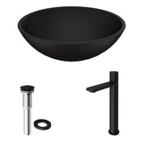 Cavalli MatteShell Matte Black Bathroom Sink/Basin Set with Gotham Faucet and Round Glass Vessel B2B6 - product image 2