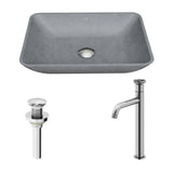 Duomo Gothic ConcretoStone Grey Bathroom Sink/Basin Set with Cass Faucet and Rectangular Vessel T0K2 - product image 2