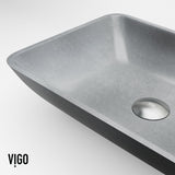 Duomo Gothic ConcretoStone Grey Bathroom Sink/Basin Set with Cass Faucet and Rectangular Vessel T0K2 - product image 8