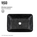 Glass Grey Onyx Bathroom Sink/Basin Set with Linus Faucet and Rectangular Vessel J6L9 - product image 7