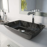 Glass Grey Onyx Bathroom Sink/Basin Set with Niko Faucet and Rectangular Vessel T4N0 - product image 8