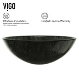 Glass Grey Onyx Bathroom Sink/Basin Set with Niko Faucet and Round Vessel A8N6 - product image 4