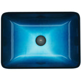 Glass Rectangular Vessel Bathroom Sink/Basin, Turquoise N2D7 - product image 2