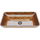 Glass Rectangular Vessel Bathroom Sink/Basin with Rounded Edges & Deep Bowl, Amber Sunset O5Z5 - product image 1