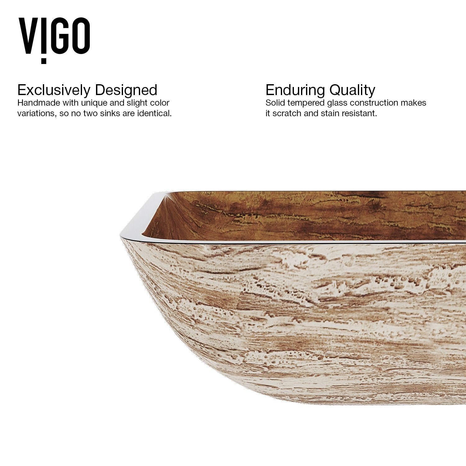Glass Rectangular Vessel Bathroom Sink/Basin with Rounded Edges & Deep Bowl, Amber Sunset O5Z5 - product image 3
