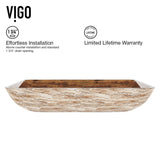Glass Rectangular Vessel Bathroom Sink/Basin with Rounded Edges & Deep Bowl, Amber Sunset O5Z5 - product image 5