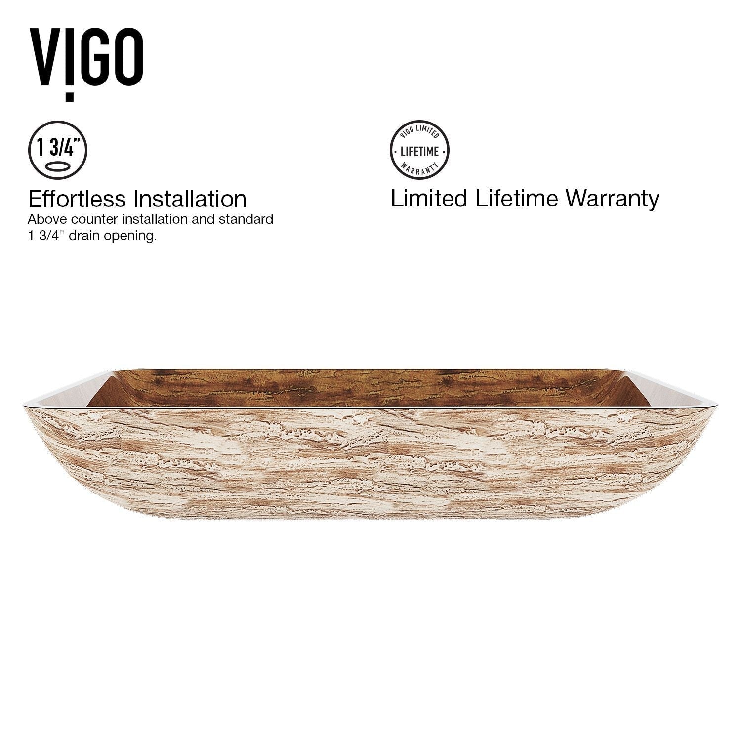 Glass Rectangular Vessel Bathroom Sink/Basin with Rounded Edges & Deep Bowl, Amber Sunset O5Z5 - product image 5