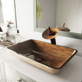 Glass Rectangular Vessel Bathroom Sink/Basin with Rounded Edges & Deep Bowl, Amber Sunset O5Z5 - product image 7