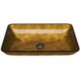 Glass Rectangular Vessel Bathroom Sink/Basin with Rounded Edges & Deep Bowl, Copper W8E5 - product image 1