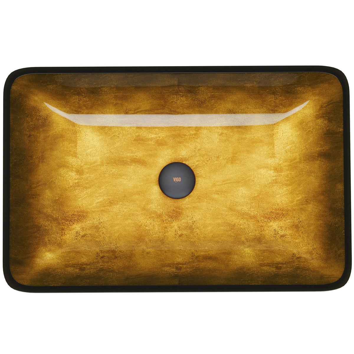 Glass Rectangular Vessel Bathroom Sink/Basin with Rounded Edges & Deep Bowl, Copper W8E5 - product image 2