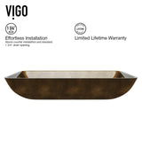 Glass Rectangular Vessel Bathroom Sink/Basin with Rounded Edges & Deep Bowl, Copper W8E5 - product image 3