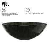 Glass Round Vessel Bathroom Sink/Basin with Deep Bowl, Gray Y0E4 - product image 3