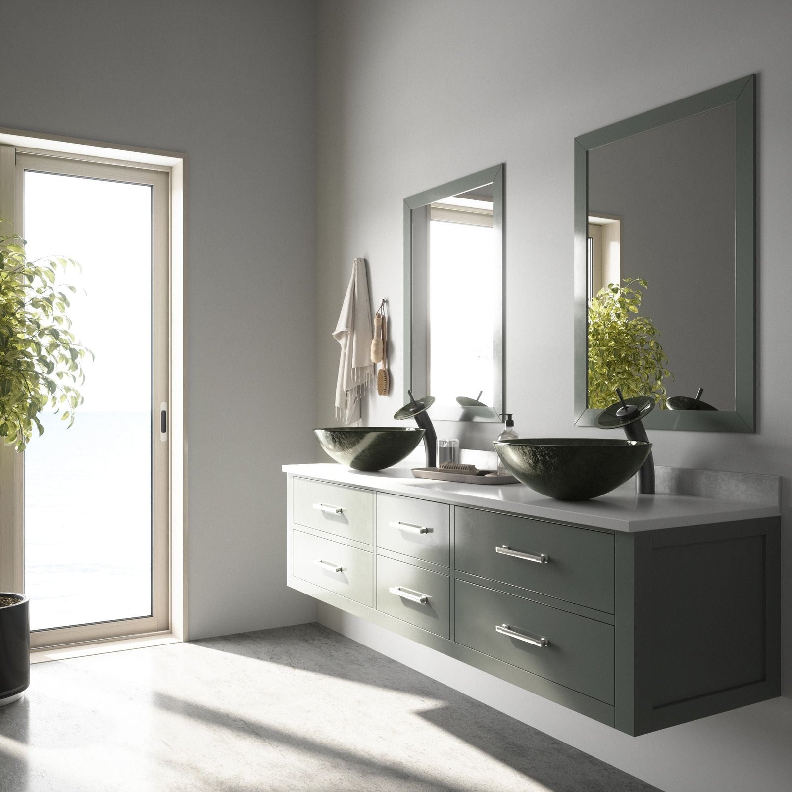 Glass Round Vessel Bathroom Sink/Basin with Deep Bowl, Gray Y0E4 - product image 7