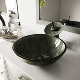 Glass Round Vessel Bathroom Sink/Basin with Deep Bowl, Gray Y0E4 - product image 8