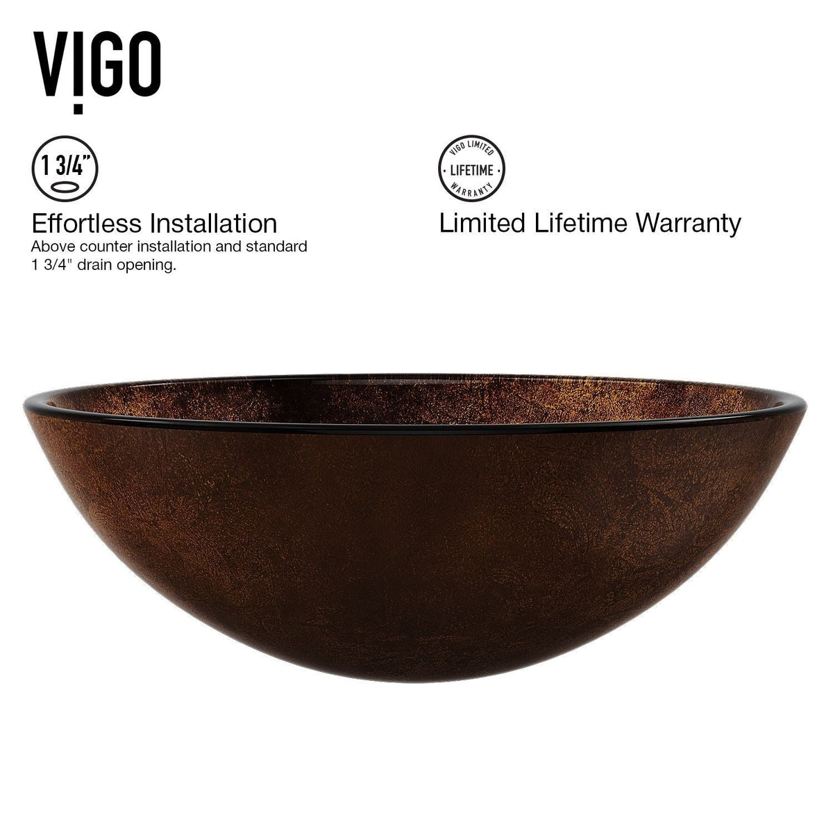 Glass Russet Brown Bathroom Sink/Basin Set with Niko Faucet and Round Vessel H7G0 - product image 4
