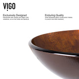 Glass Russet Brown Bathroom Sink/Basin Set with Niko Faucet and Round Vessel H7G0 - product image 5