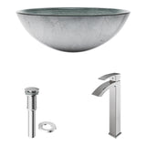 Glass Simply Silver Bathroom Sink/Basin Set with Chrome Duris Faucet and Round Vessel S4R3 - product image 2