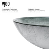 Glass Simply Silver Bathroom Sink/Basin Set with Chrome Duris Faucet and Round Vessel S4R3 - product image 5