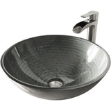 Glass Simply Silver Bathroom Sink/Basin Set with Niko Faucet and Round Vessel N4B3 - product image 1