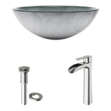 Glass Simply Silver Bathroom Sink/Basin Set with Niko Faucet and Round Vessel N4B3 - product image 2