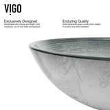 Glass Simply Silver Bathroom Sink/Basin Set with Niko Faucet and Round Vessel N4B3 - product image 5