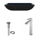 Glass Turquoise Water Bathroom Sink/Basin Set with Duris Faucet and Rectangular Vessel H2W5 - product image 2