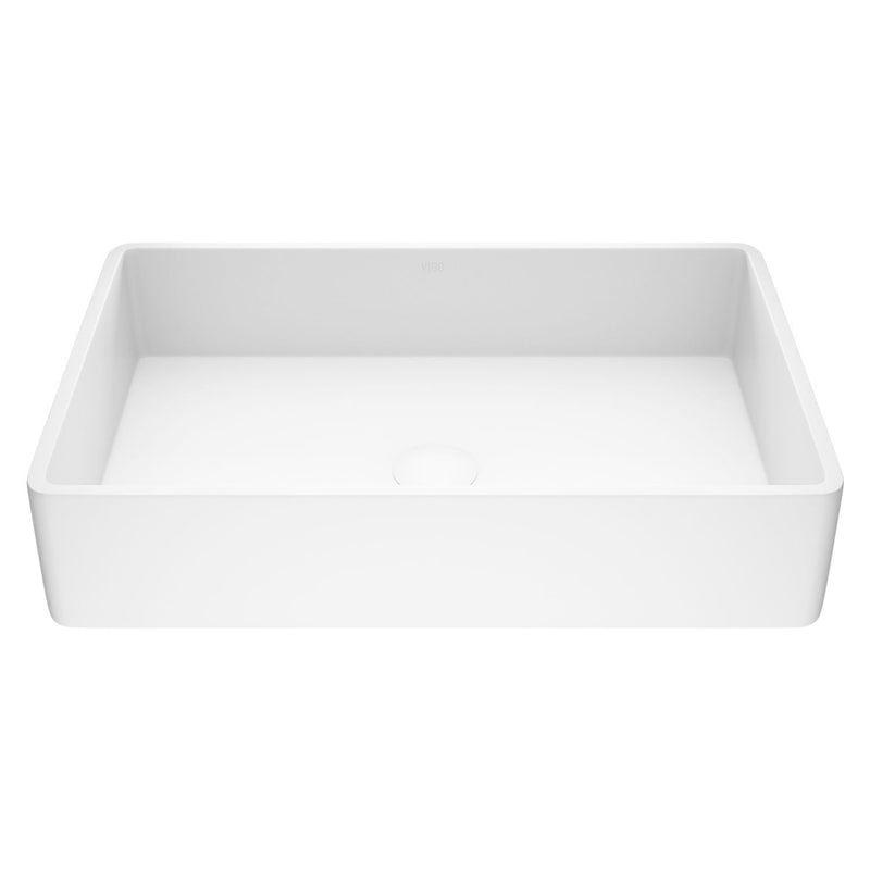 Magnolia Matte Stone Vessel Bathroom Sink/Basin with Deep Bowl, White O4Q5